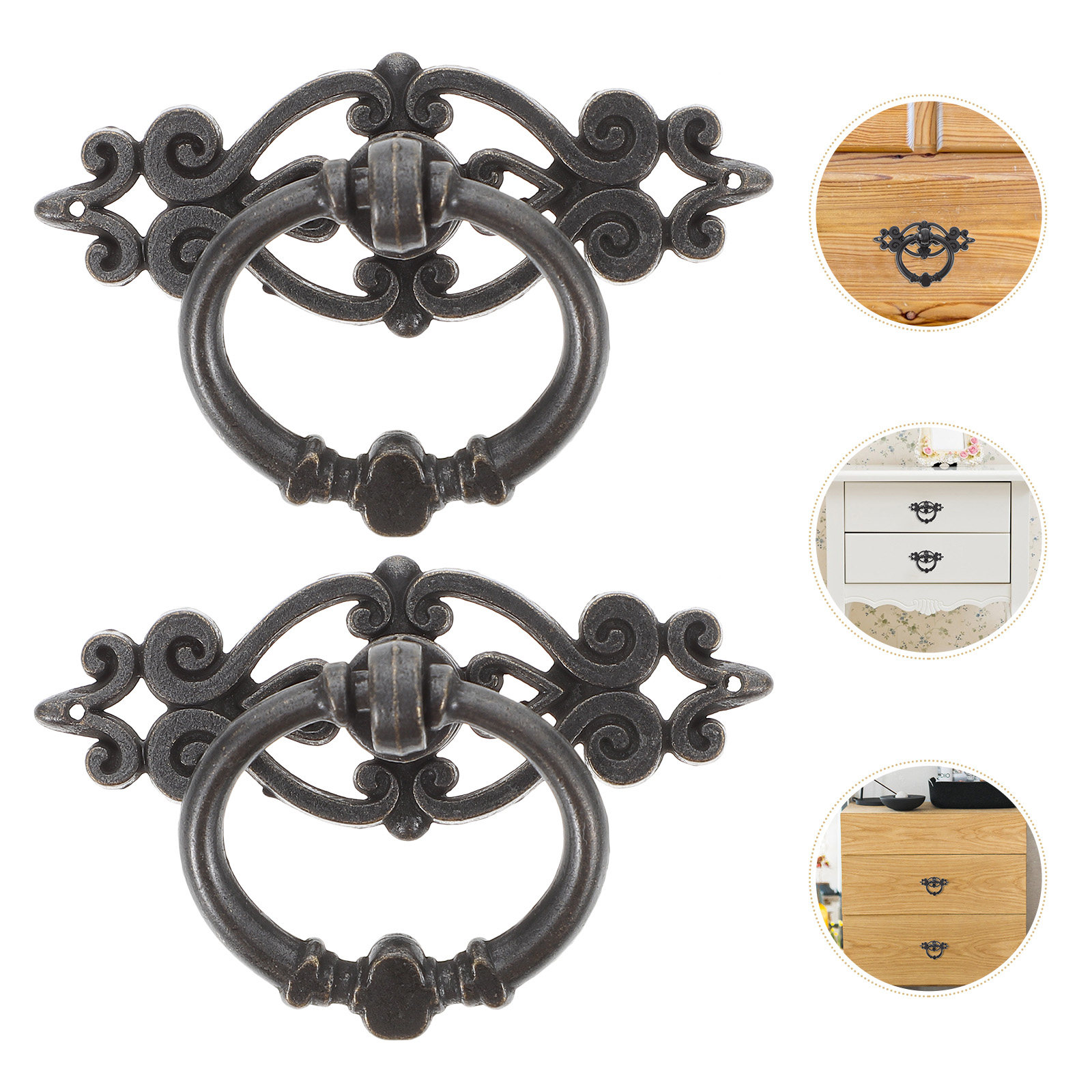 6Pcs Wardrobe Door Pulls Retro - Furniture Hardware Drop Pulls ulasan dan harga