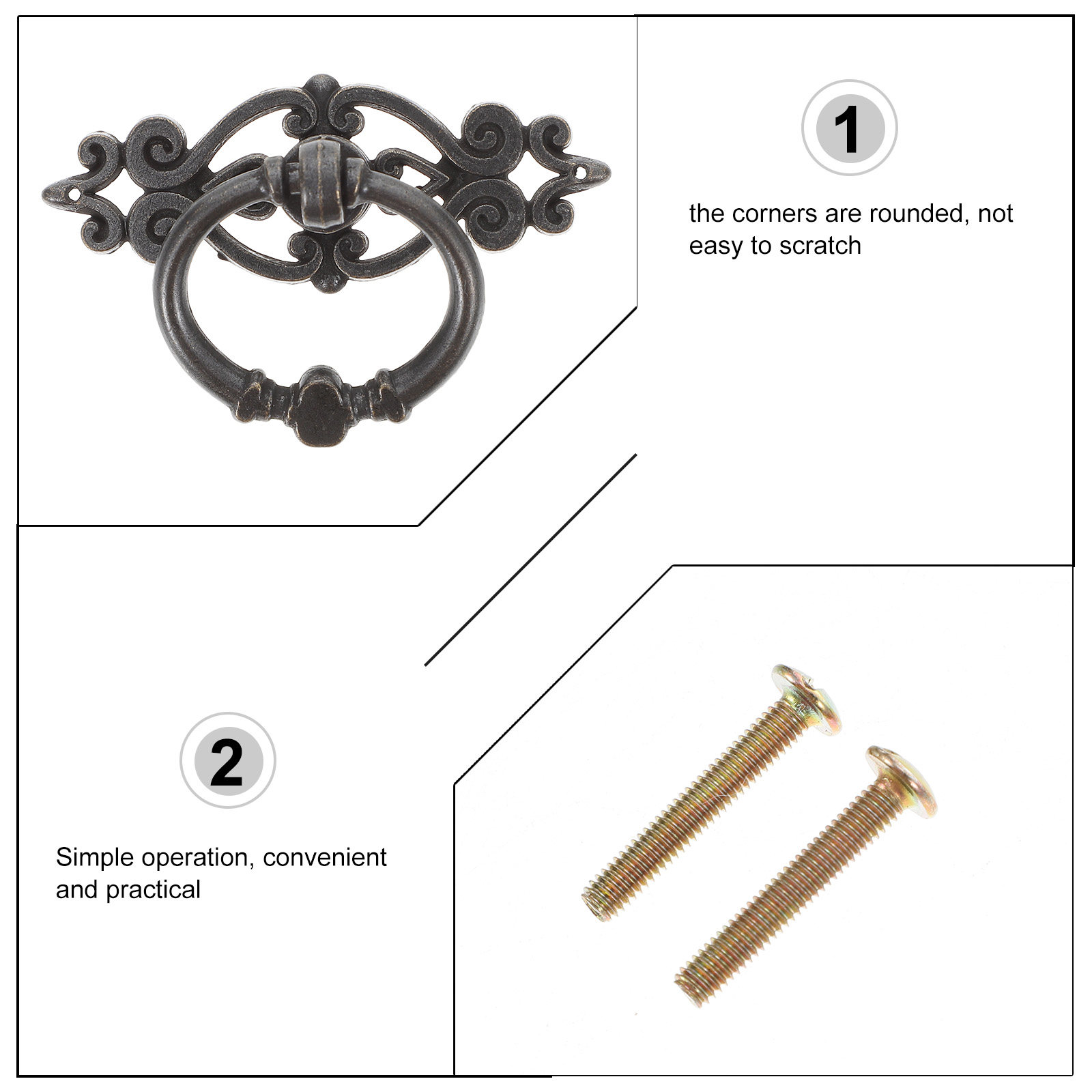 6Pcs Wardrobe Door Pulls Retro - Furniture Hardware Drop Pulls ulasan dan harga
